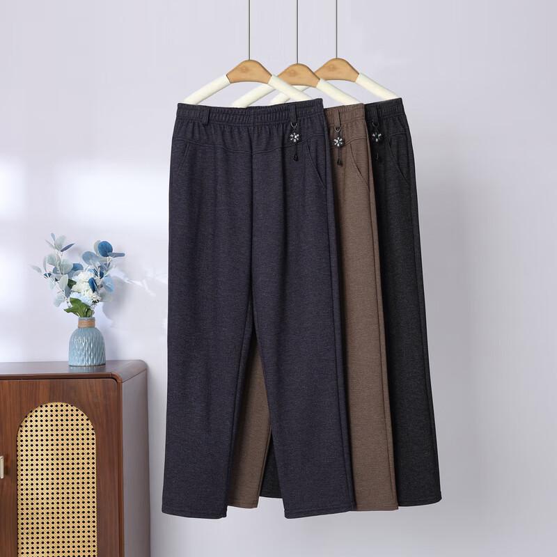 YUZHAOLIN Women's Fleece-Lined Elastic Waist Straight Casual Pants