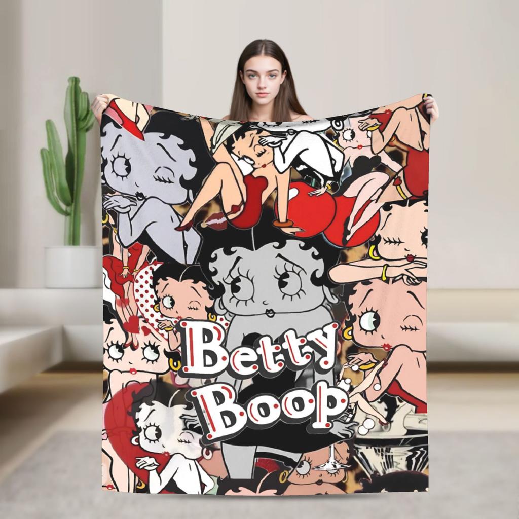 B-Bettys Boops Throw Blanket for Couch  Soft Fuzzy Plush Blanket 50x60 Inch Multi-size Bedspread for All Seasons