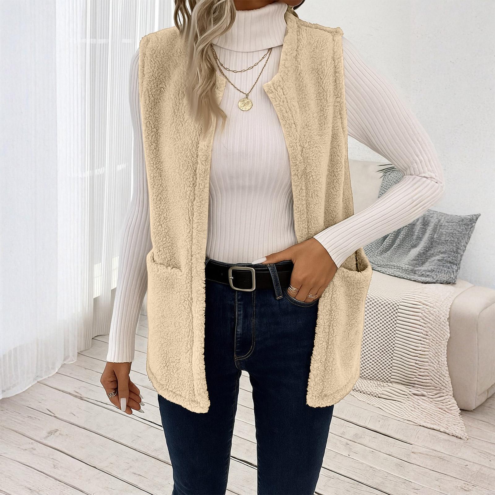 

Women s Fashion Coat Loose Solid Color Cardigan Sweater M хакі