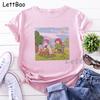 Nezuko Kimetsu No Yaiba Funny Graphic Pink T Shirts Women Vintage Anime Print Tee Shirt 90S
