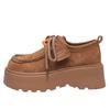Muffin thick-soled lace-up women's new spring and autumn retro versatile small man height-increasing cotton shoes