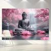 2D Zen Buddha Tapestry Cherry Blossom Waterfall Backdrop Cloth for Living Room