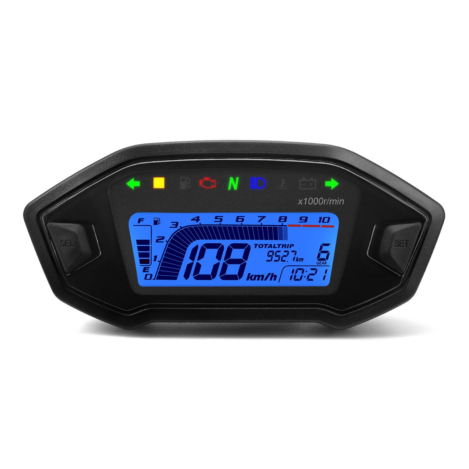 

Универсальный мотоциклетный цифровой спидометр тахометр приборная панель 10000 об/мин измерительная панель светодиодный дисплей для 1,2,4 цилиндра