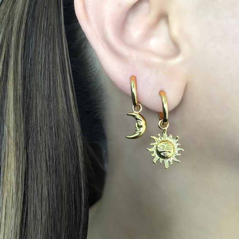 Sun and Moon hoop earrings, Sun hoop earrings, hoop earrings, gothic jewelry, celestial jewelry, moon hoops, moon earrings,