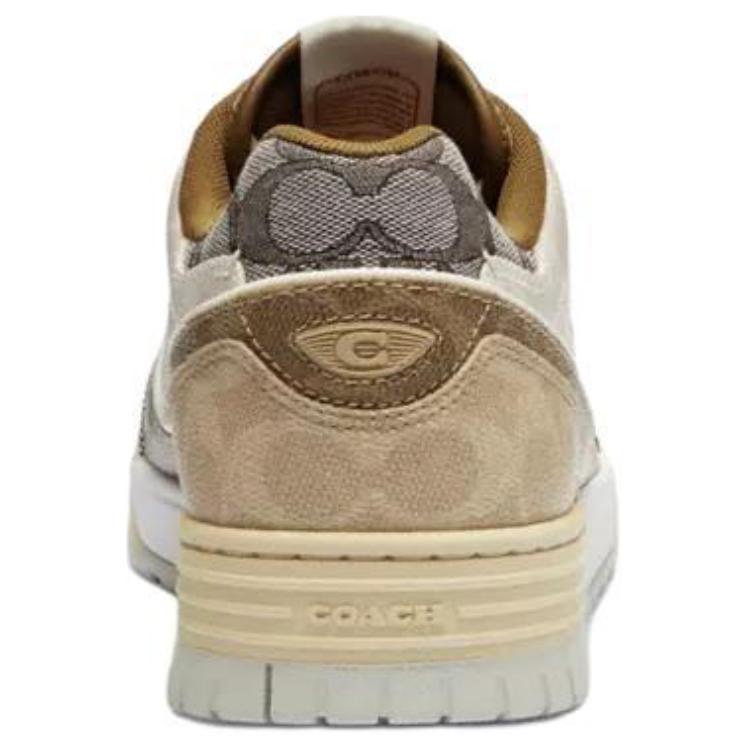 Coach Soho Canvas Fabric Synthetic Leather Logo Jacquard Round Toe Lace-Up Low-Top Sneakers Men Sneakers Brown CCN55-L38