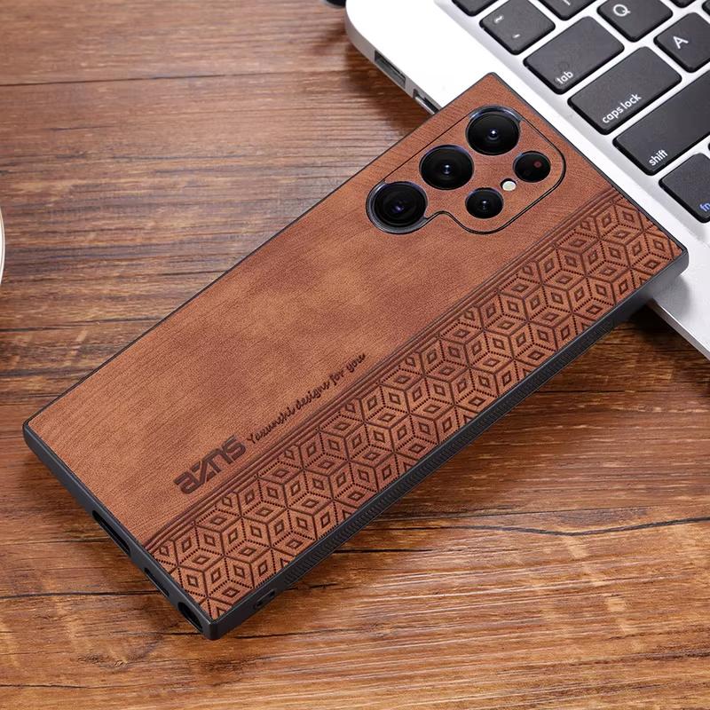 Luxurious Business Style Leather Phone Case for Samsung Galaxy S25 S24 S23 S22 S21 S20 Ultra Plus FE Shockproof Soft Matte protect Cover