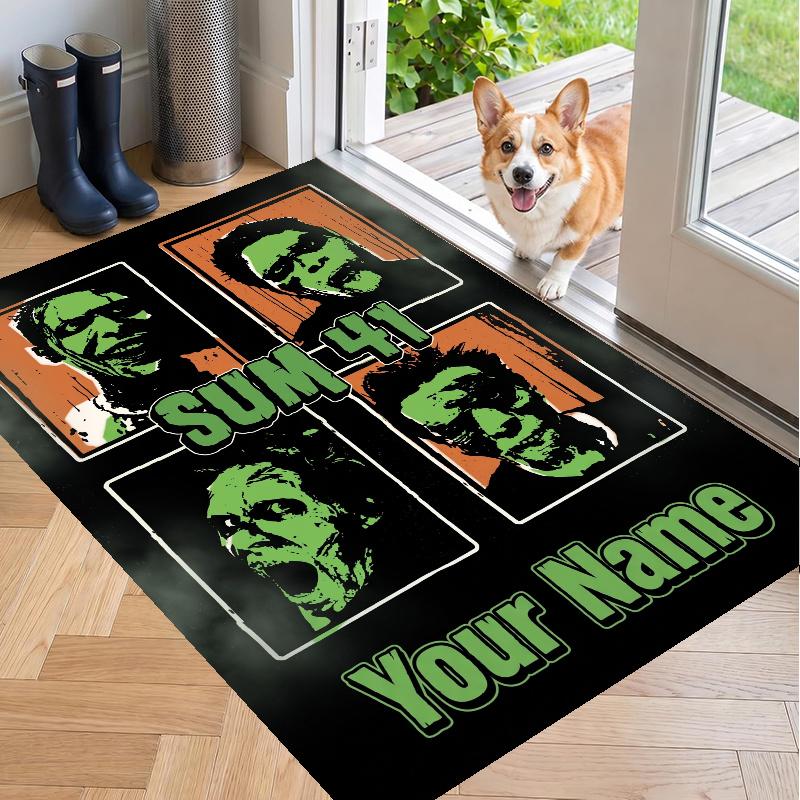 Custom Name Sum 41 Crystal Velvet Floor Rug Personalized Text Soft Carpet Home Decor