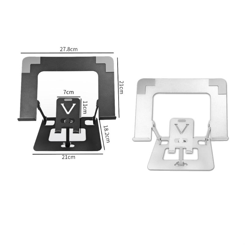 Double Purpose Foldable Laptop Stand Carbon Steel Phone Holder Adjustable Height Desktop Bracket for 8.4-11Inch Computers