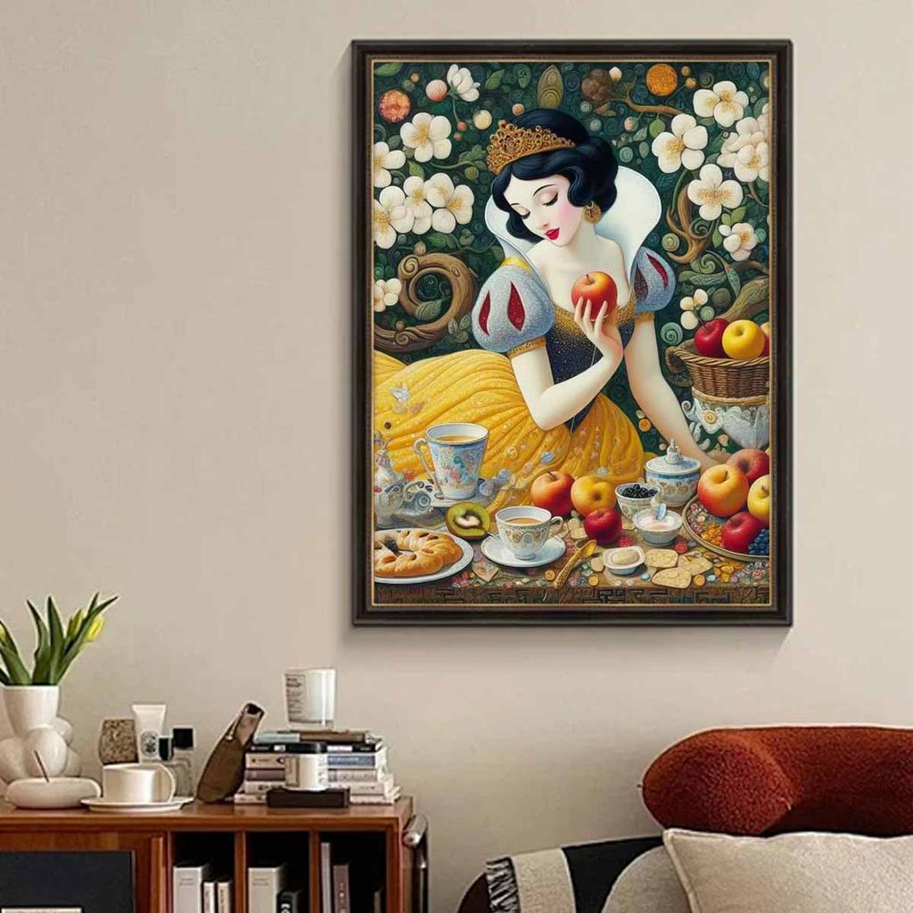 Full Round Diamond Painting The Princess Eating Apples Art Rhinestone Picture Mosaic DIY 5D Cross Stitch Embroidery Home Decoration