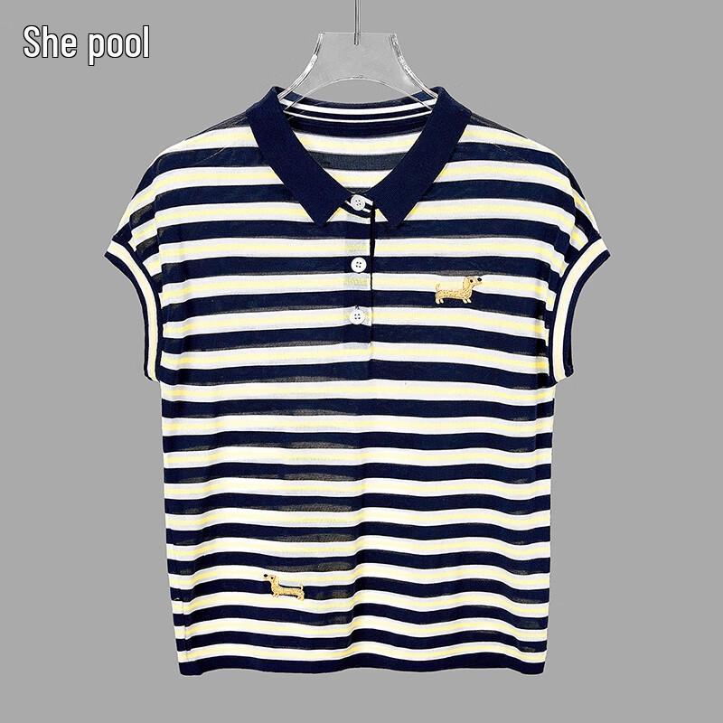 Женский полосатый топ без рукавов из вязаного поло XL