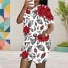Women Plus Size Two Piece Set Round Neck Short Sleeve Printed Top And Pocket Shorts