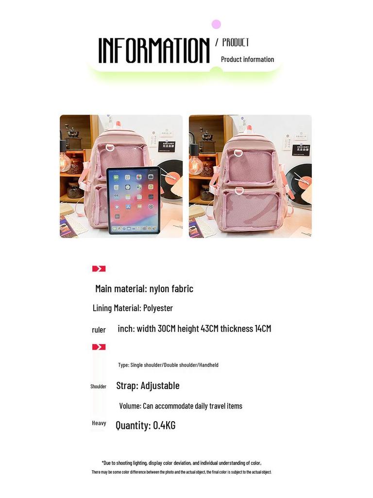 Versatile Large-Capacity Transparent Ita Backpack for Girls and Women