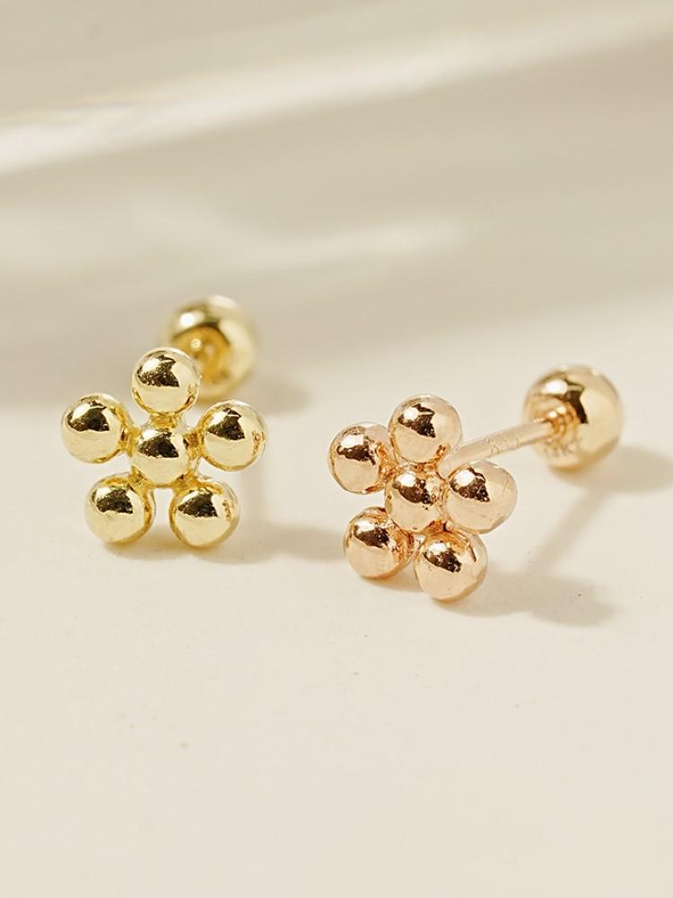Minimalpiercing 14K Daily Ball Flower Piercing Earrings