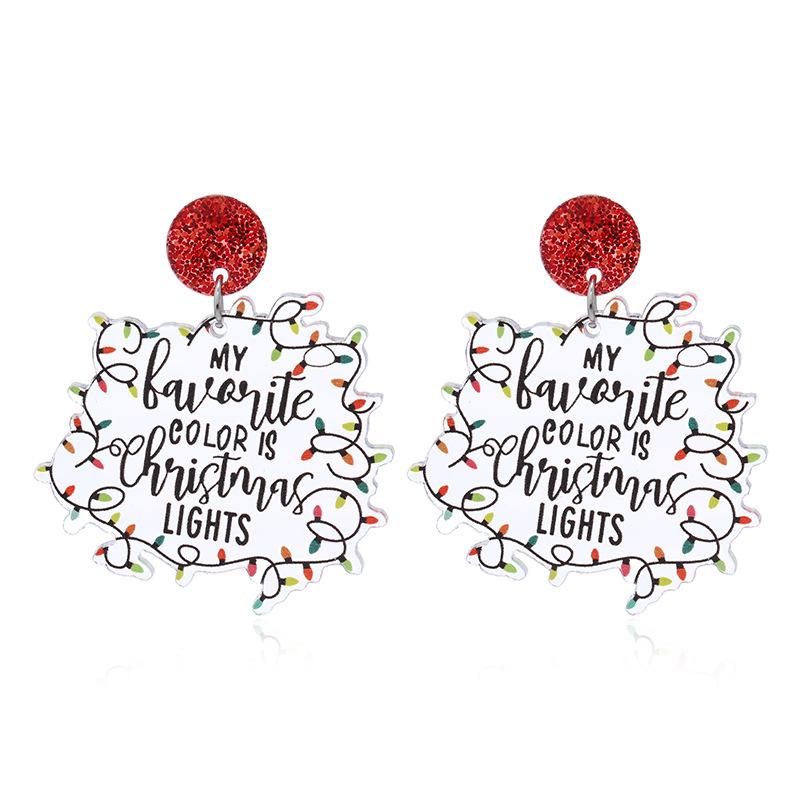 

Christmas Santa Hat Rainbow Christmas Tree English Exaggerated Personality Design Earrings Fashion High-end Earrings for Women