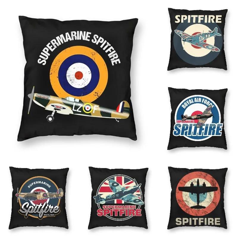 Supermarine Spitfire Povlak na polštář RAF Warbird Vojenský Letadlo Letadlo WW2 Pohovka Potah na polštář Domácí dekorace Sametový povlak na polštář
