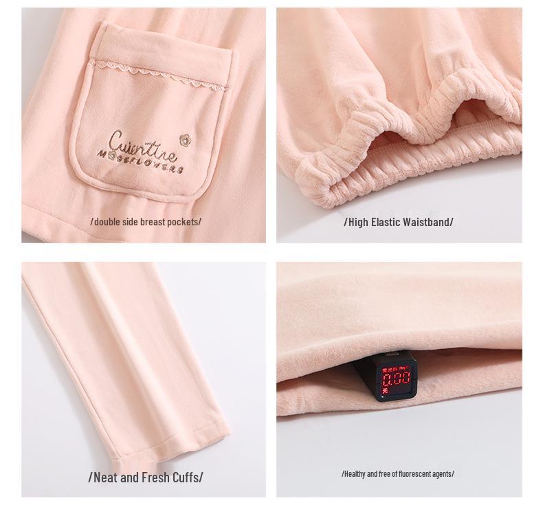 2025 Damen Winter Insel Fleece Pyjama Set - Langarm Oberteil & Hose, Verdickt, Hochwertige Homewear