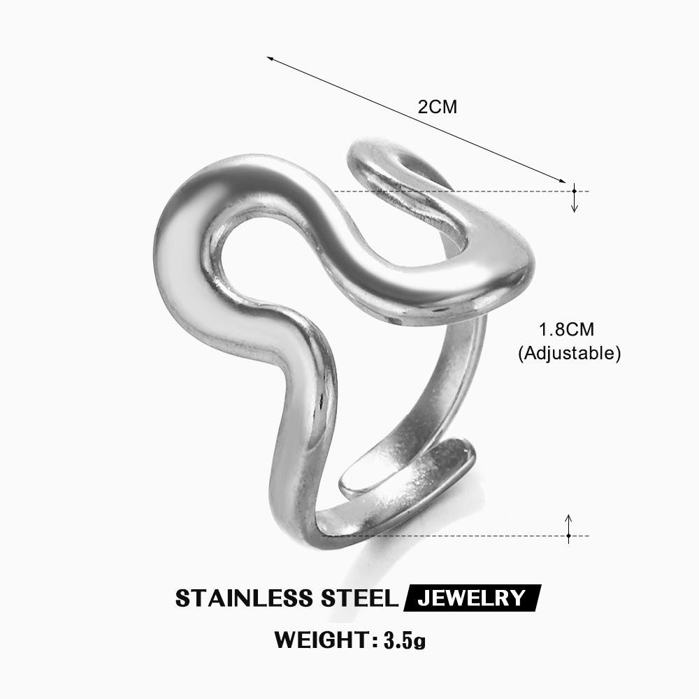 

European & American Fashion Stainless Steel Irregular Open Ring for Women