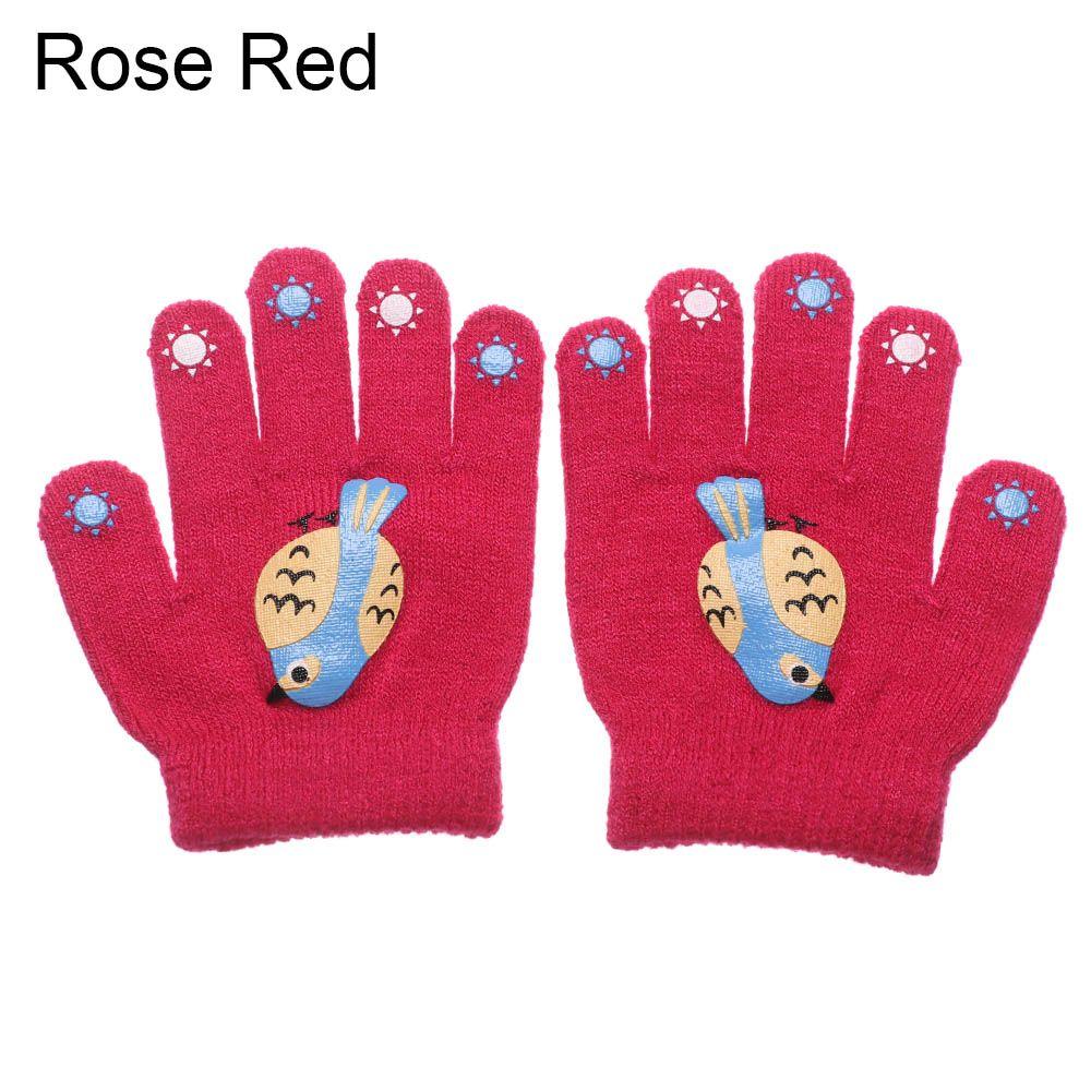 

Модные Утепленные Милые Перчатки с Полным Пальцем Детские Перчатки Мультяшная Птица Насекомое розы красного