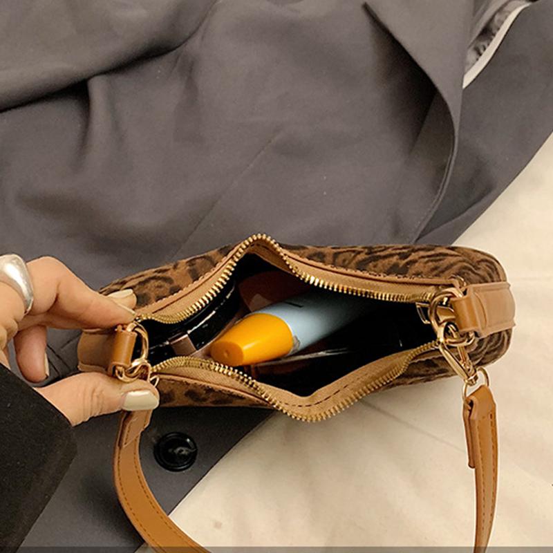 Fashion Brown Leopard Shoulder Bags PU Leather Versatile Underarm Bag Vintage Small Purse and Handbags For Women KTY