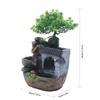 Desktop Fountain Rock Waterfall Humidifier with Artificial Tree &LED Light Feng Shui Decoration for Aquariums Office Décor