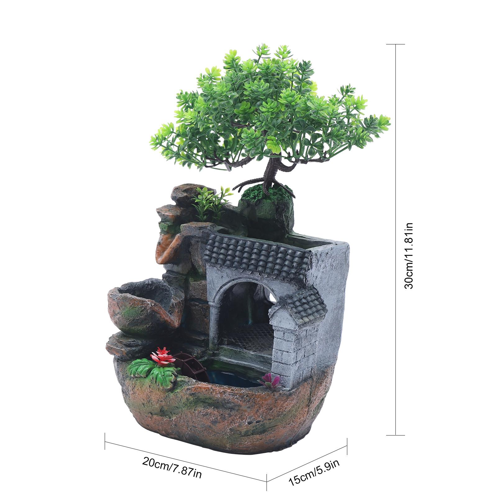 

LED Desktop Water Fountain Waterfall Ornament w/ Pump Office Home Indoor Decor Rockery Ornament for Living Rooms, Study Rooms армія зелений колір