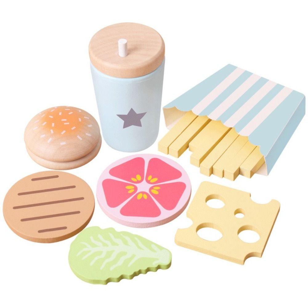 Wooden Material Wooden Kitchen Toys Role Play Toy Simulation Design Pretend Play Food Creative Shape Desktop Decor