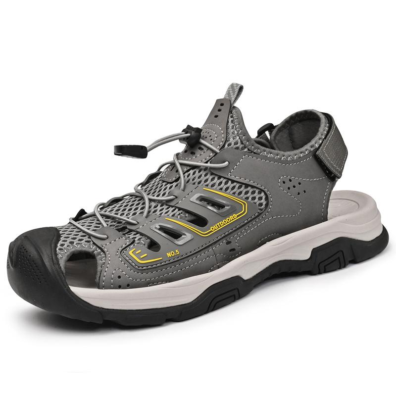 

Модные Нескользящие Кожаные Пляжные Римские Сандалии Новые Удобные Мужские Аква-обувь для Ходьбы по Воде Уличные Кроссовки Для Отдыха Летняя Мужская Пляжная Обувь 46 серый