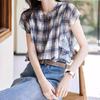 Women's Ruffled Chiffon Polka Dot Design Niche Shirt Sweet French Chic Top Women's Plaid