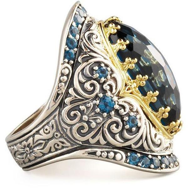 

Zhenrong s new topaz color separation ring, European and American plated 18k yellow gold party engagement ring no. 6