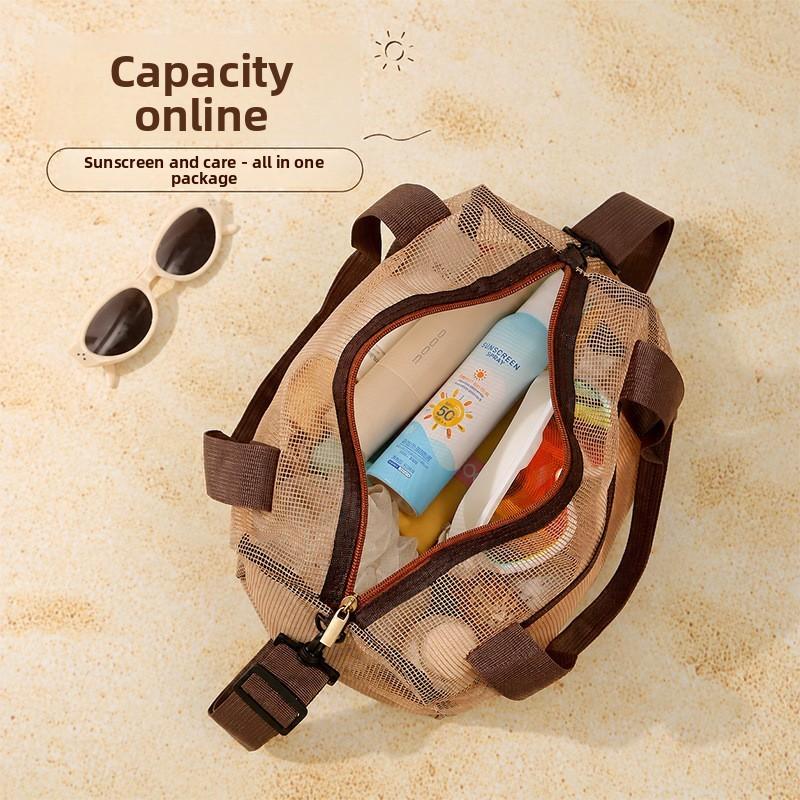 Beach Resort Mesh Tote Bag With Large Capacity For Swimming And Travel Storage