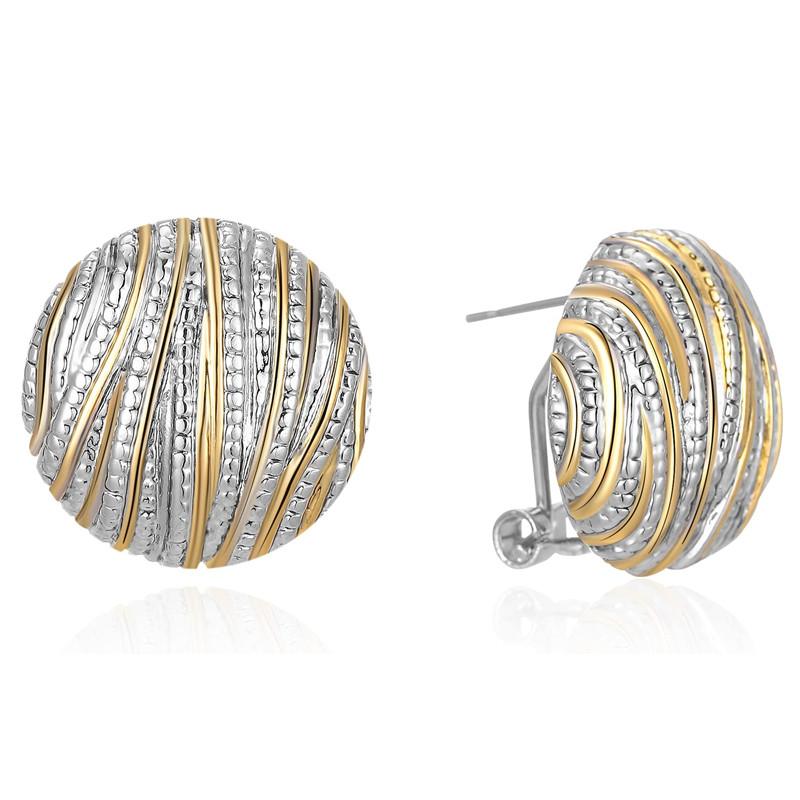 

CAOSHI Special Interest Design Stud Earrings for Women Texture Lines Two Tone Earrings Accessories Elegant Lady Wedding Jwewlry