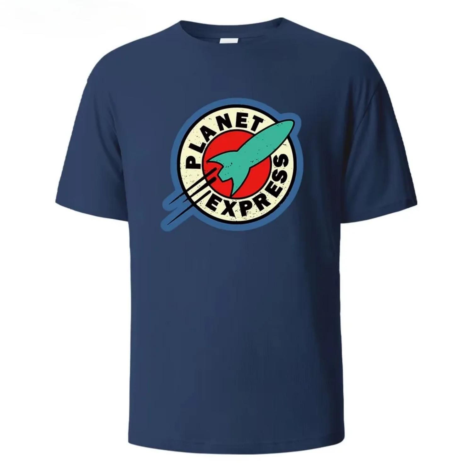 

Мужская футболка с принтом Planet Express, дышащая, с круглым вырезом, из чистого хлопка, простая, модная, для повседневной носки, легкая, мягкая S чёрный