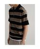 8seconds Fine Touch Cotton Collar Neck Striped Short Sleeve Knit Black