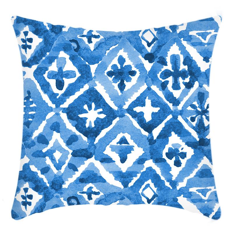 New Light Luxury Series Blue Natural Printed Pillow Home Sofa Cushion Cover
