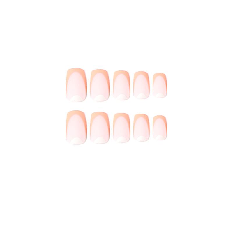 Orange & Yellow Gradient French Frosted Nail Stickers - Wearable Finished Nail Tips