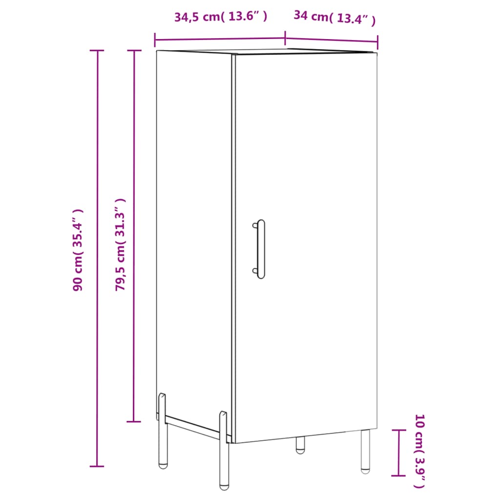 Sideboard White 34.5 x 34 x 90 cm Particleboard