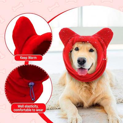 Dog Snood Winter Hood Warm Pet Hood with Ear Protection Fleece Neck Warmer with Drawstring for Dogs And Cats