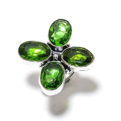 Natural Peridot Gemstone 925 Sterling Silver Gift Ring Size Adjustable h5B19