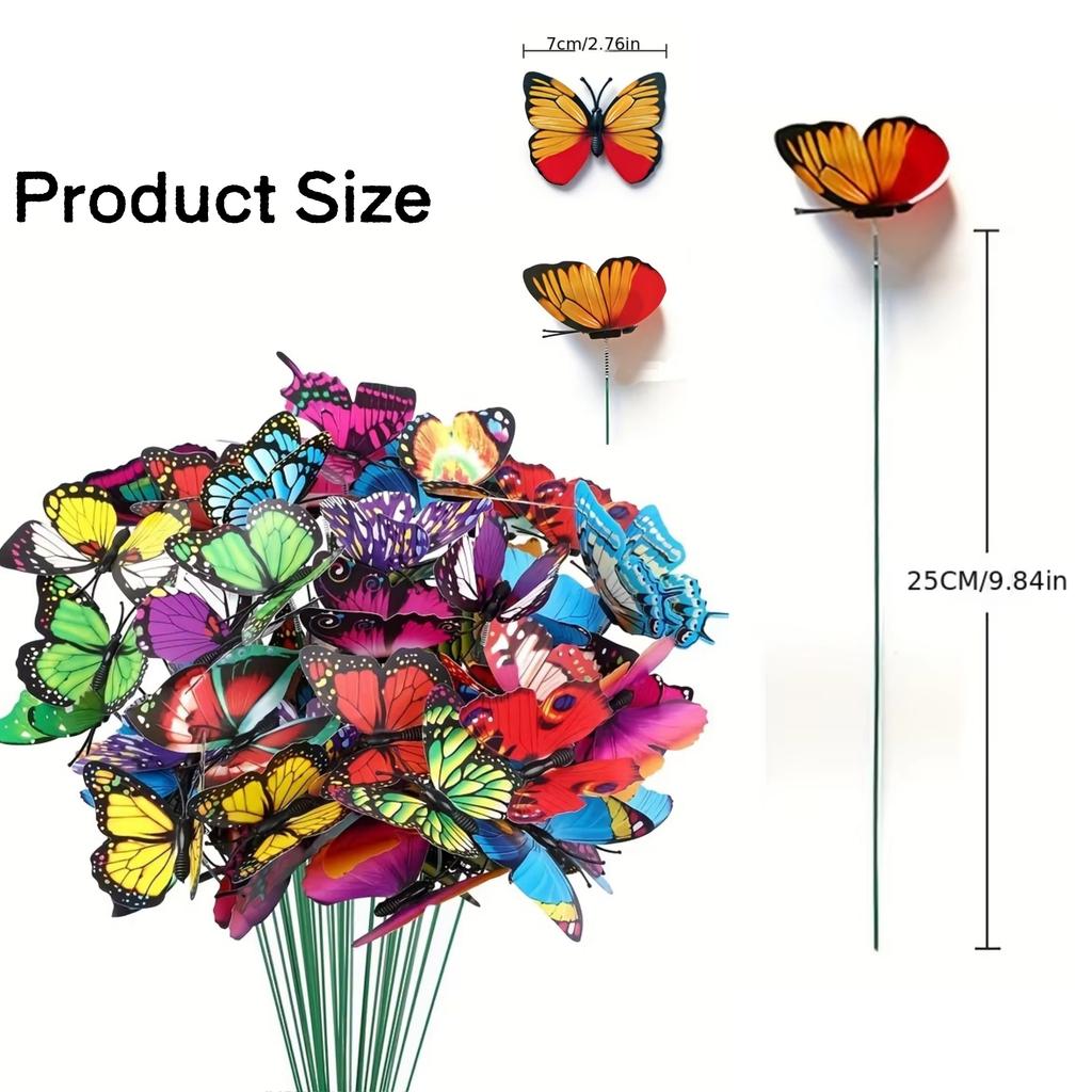 10/20/50pcs Butterfly Decoration Stakes 3D Artificial Butterfly Yard Planter Flower Pot Home Party Garden Patio Decoration