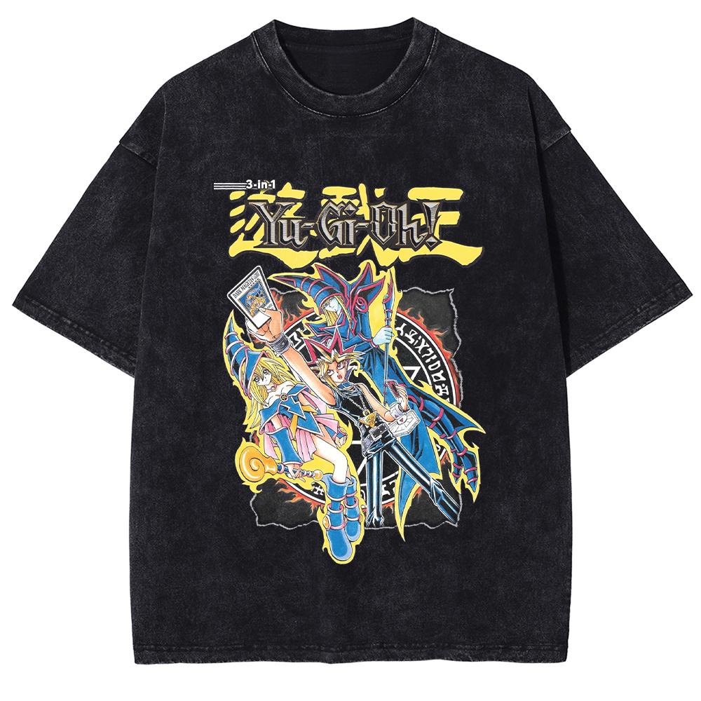 Yu Gi Oh Anime Print Tshirt Yugi Muto Manga Graphic T Shirt Men Women Clothing Summer Short Sleeve Tees Washed Cotton Tshirt