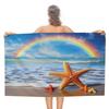 Beach Shell Conch Print Beach Towel Ocean Theme Microfiber Bath Towel Quick Dry Sand Free Face Towels for Sport Travel Spa Gym