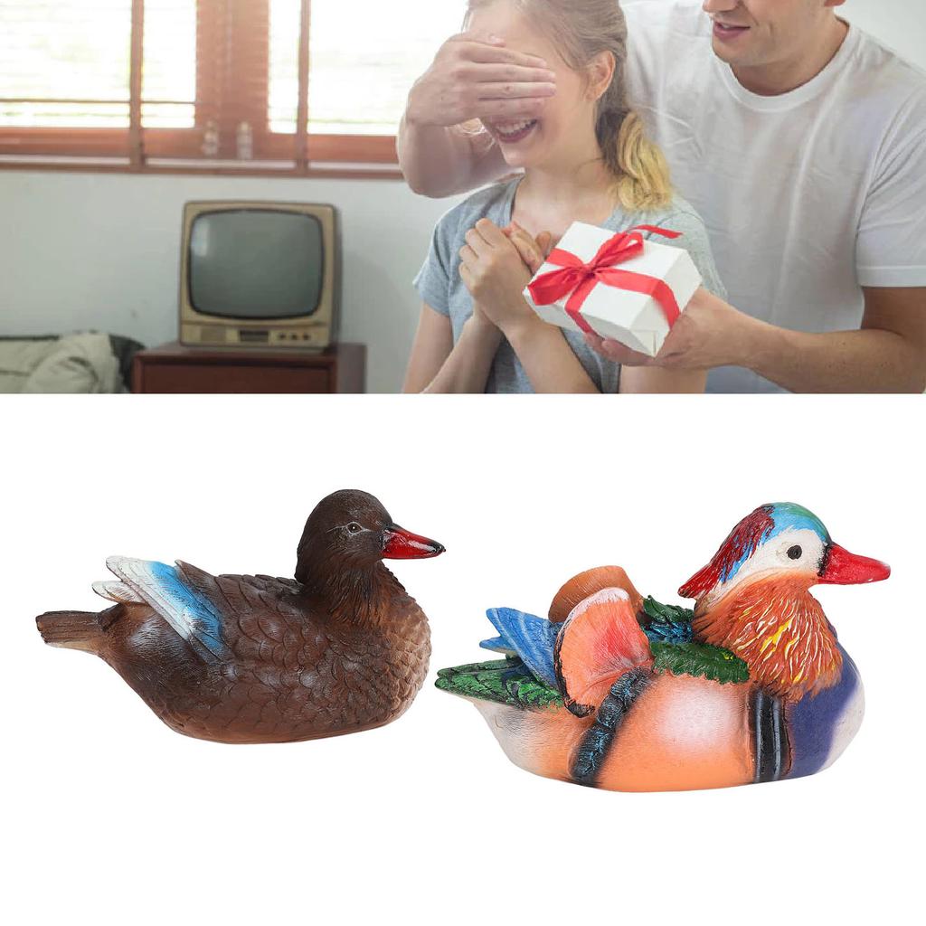 2PCS Floating Mandarin Statue Resin Cute Animal Decor Sculpture Ornament for Outdoor Garden Pond
