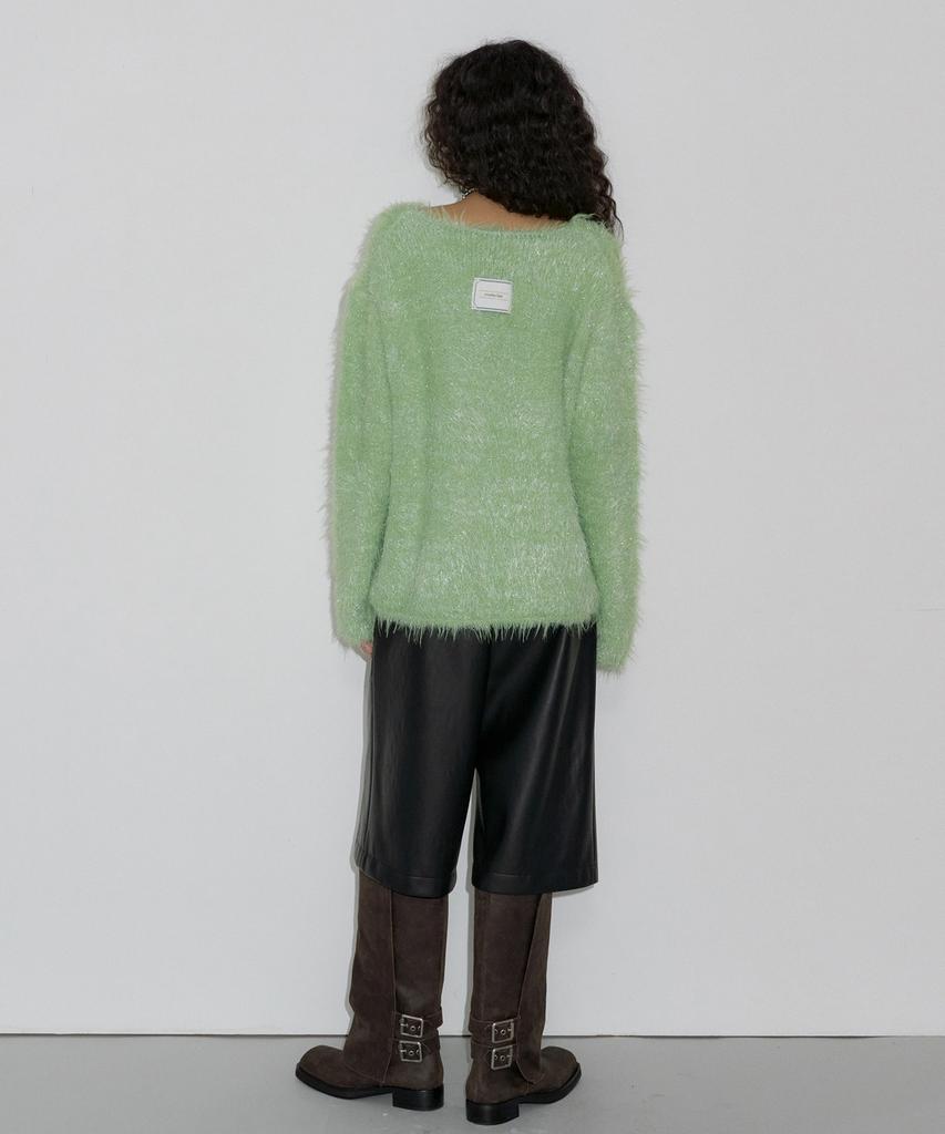 Obeodyupeulleeo Hairy Glitter Knit_Lime Green