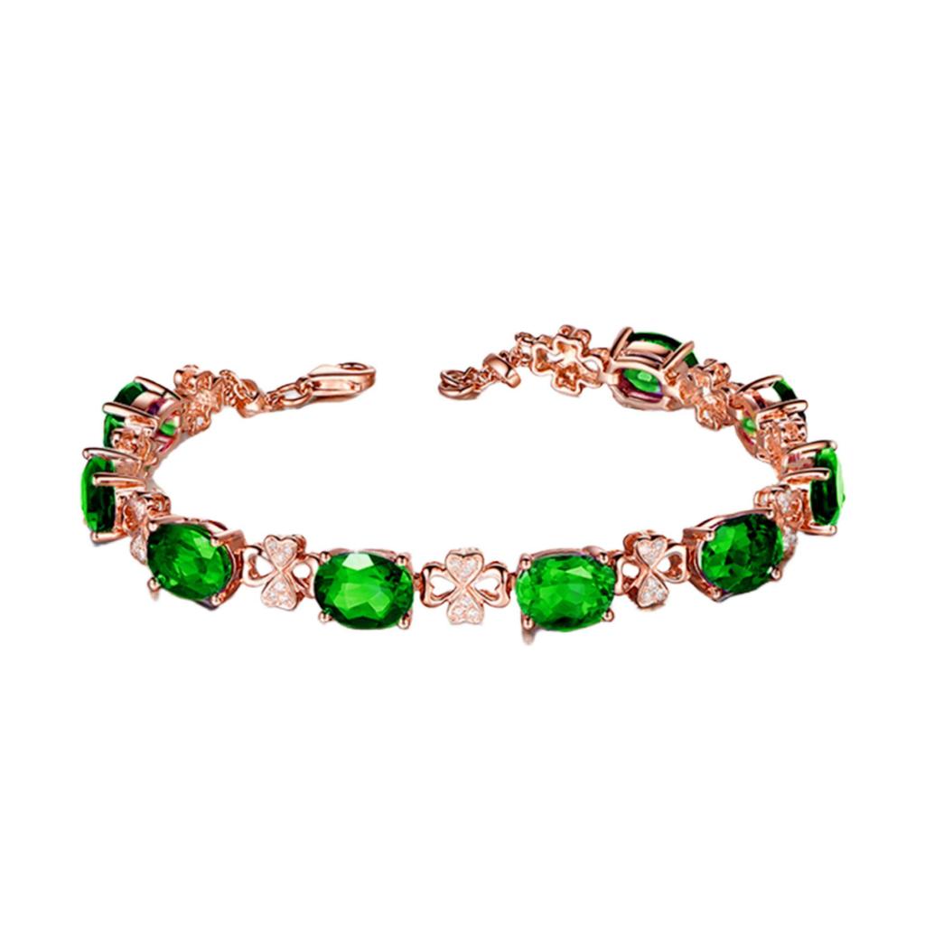 Rose Gold Plated Emerald and Diamond Jewelry Set