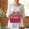 Quilted Craft Picnic Bag Plaid Design Storage Basket French Style Fabric Organizer  Bedroom Use