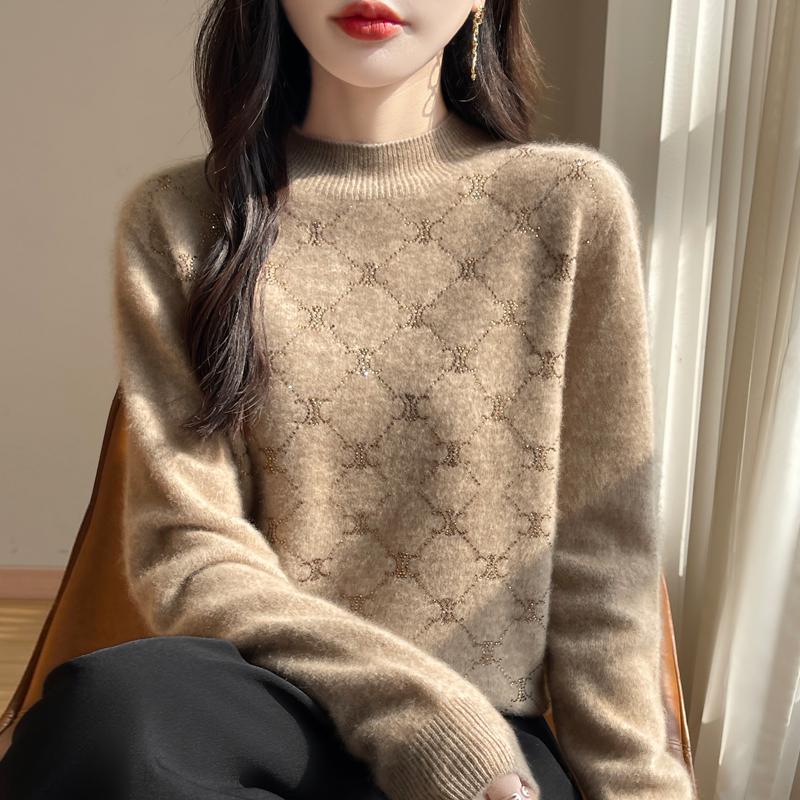 Women's Cashmere Sweater Qinghe Cashmere 30% Cashmere 70% Wool Autumn and Winter Pullover Warm and Fashionable