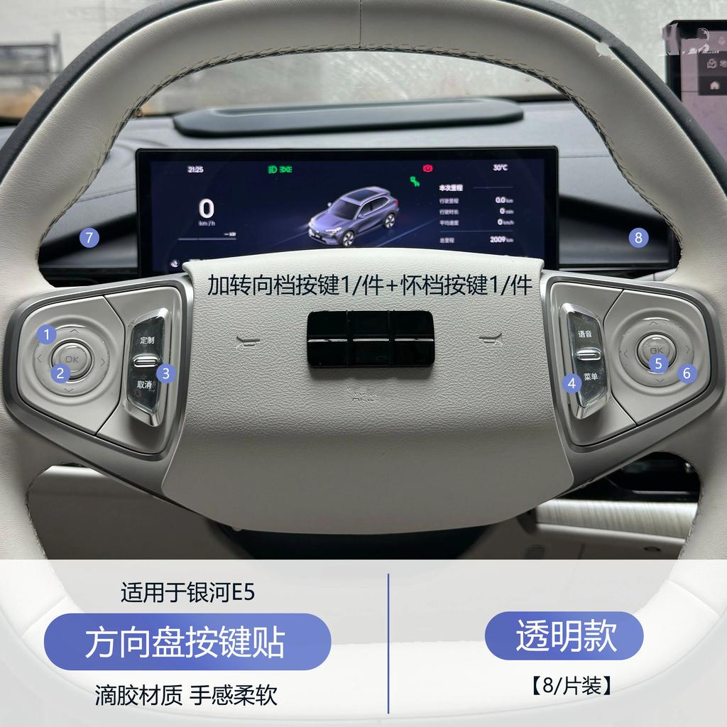 For Geely Galaxy E5/ EX5 Car Center Console Air Conditioner Button Epoxy Sticker Interior Protection Steering Wheel Button