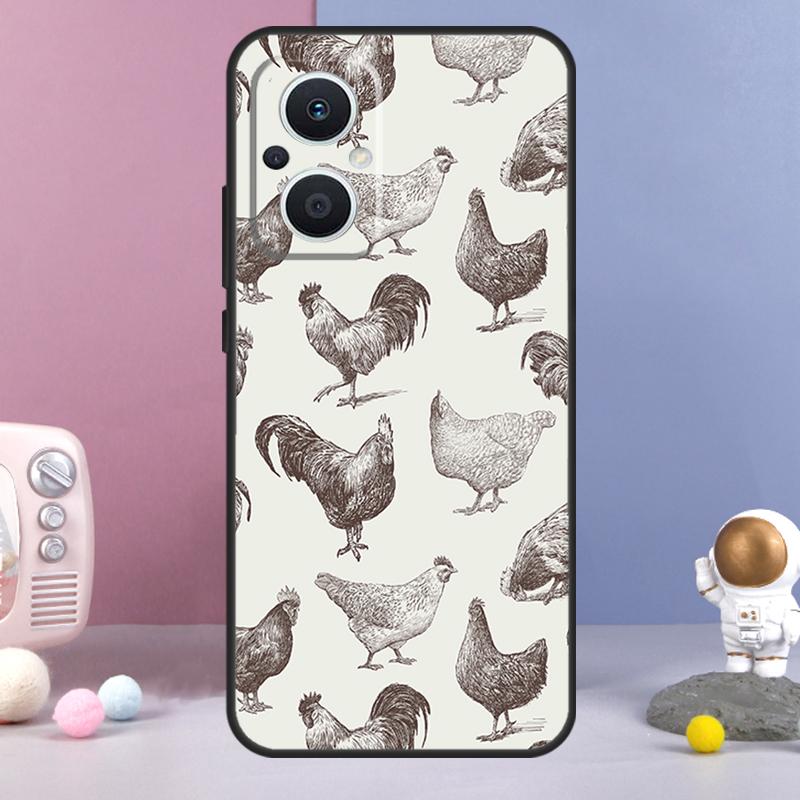 Chicken Pattern Funda For OPPO Reno 12 F 11F 13F 14F 10 11 13 14 Pro 7 8 Lite OPPO Find X9 X6 X5 X8 Pro Case