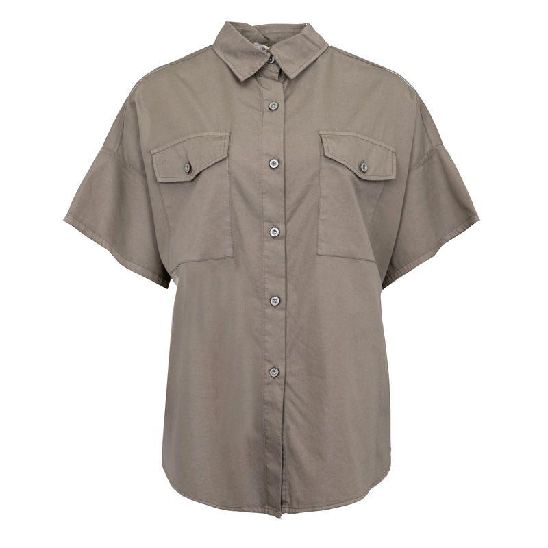 

Женская рубашка хаки из хлопка с короткими рукавами PLEASE Taille unique хаки