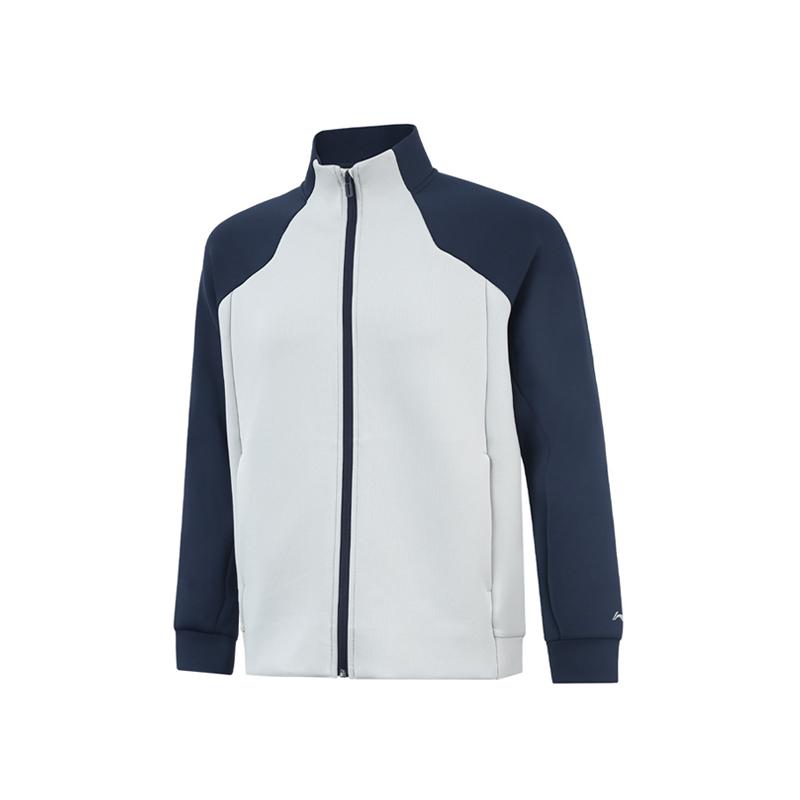 Li Ning Fashion Color Block Design Casual Comfortable Versatile Stand Collar Cardigan Sweatshirt Men Sweatshirt AWDVA85-1